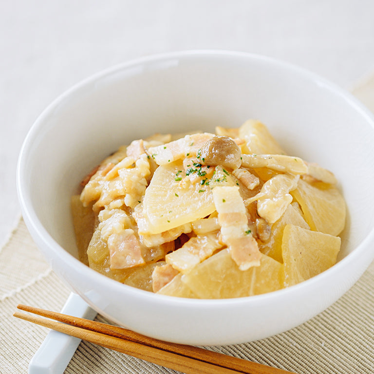大根とベーコンのコンソメ煮＿坂元のくろず＿鹿児島の黒酢